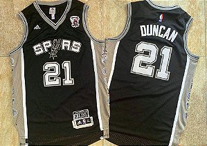 Camisa de Basquete Retrô San Antonio Spurs Especial de Aposentadoria - Tim Duncan 21