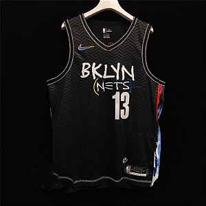 Camisa de Basquete Brooklyn Nets 2021 City Edition Versão Jogador - 11 Irving, 7 Durant, 13 Harden