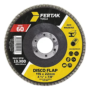 Discos Flap 4.1/2 Grãos Abrasivos Ajustáveis Fertak Cor Grão 60