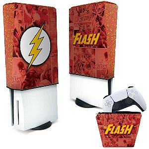 KIT Capa PS5 Fat e Case Controle - The Flash Comics