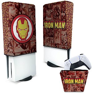 KIT Capa PS5 Fat e Case Controle - Homem De Ferro Comics