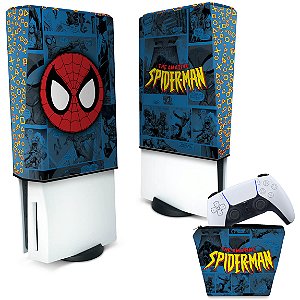 KIT Capa PS5 Fat e Case Controle - Homem-Aranha Spider-Man Comics