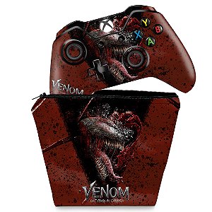 KIT Capa Case e Skin Xbox One Fat Controle - Venom Tempo de Carnificina