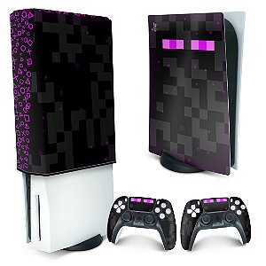 KIT PS5 Fat Skin e Capa Anti Poeira - Minecraft Enderman