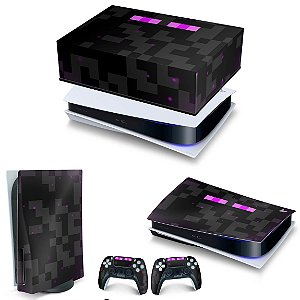 KIT PS5 Capa Anti Poeira e Skin - Minecraft Enderman