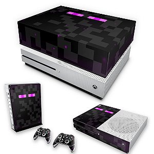 KIT Xbox One S Slim Skin e Capa Anti Poeira - Minecraft Enderman