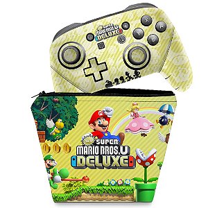 KIT Capa Case e Skin Nintendo Switch Pro Controle - New Super Mario Bros. U