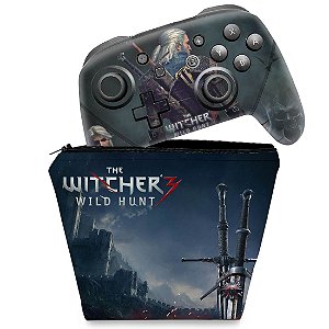 KIT Capa Case e Skin Nintendo Switch Pro Controle - The Witcher 3: Wild Hunt