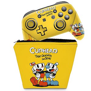 KIT Capa Case e Skin Nintendo Switch Pro Controle - Cuphead