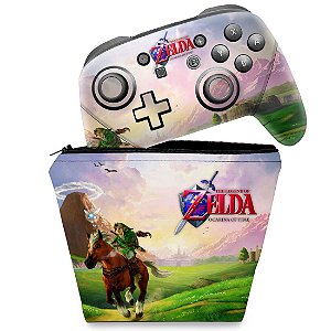 KIT Capa Case e Skin Nintendo Switch Pro Controle - Zelda Ocarina Of Time