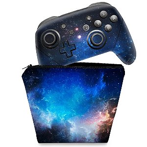 KIT Capa Case e Skin Nintendo Switch Pro Controle - Universo Cosmos