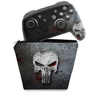 KIT Capa Case e Skin Nintendo Switch Pro Controle - The Punisher Justiceiro