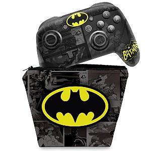 KIT Capa Case e Skin Nintendo Switch Pro Controle - Batman Comics