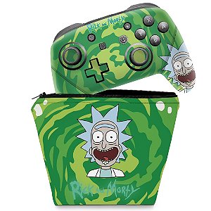 KIT Capa Case e Skin Nintendo Switch Pro Controle - Rick And Morty