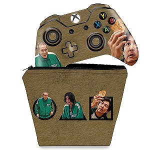 KIT Capa Case e Skin Xbox One Fat Controle - Round 6 Squid Game