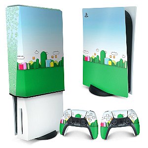 Capa PS5 Horizontal Anti Poeira e Case Controle - Super Mario Bros