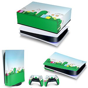 KIT PS5 Capa Anti Poeira e Skin - Super Mario Bros