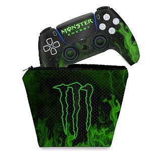 KIT Capa Case e Skin PS5 Controle - Monster Energy Drink