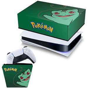 KIT PS5 Capa e Case Controle - Pokemon Bulbasaur