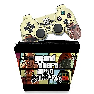 KIT Capa Case e Skin PS2 Controle - GTA San Andreas