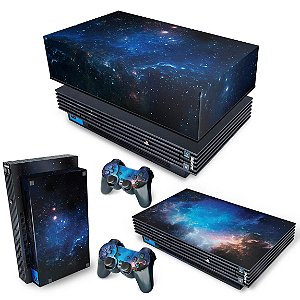 KIT PS2 Fat Skin e Capa Anti Poeira - Universo Cosmos - Pop Arte Skins