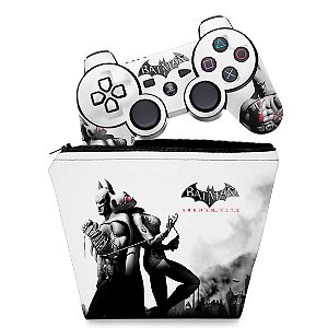 KIT Capa Case e Skin PS3 Controle - Batman Arkham City
