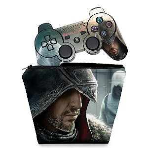 KIT Capa Case e Skin PS3 Controle - Assassins Creed Revelations