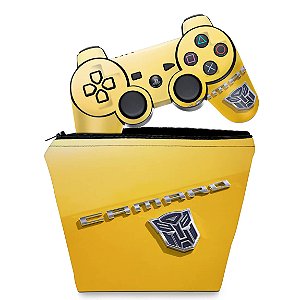 KIT Capa Case e Skin PS3 Controle - Transformers Camaro