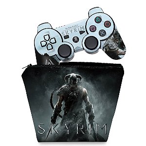 KIT Capa Case e Skin PS3 Controle - Skyrim