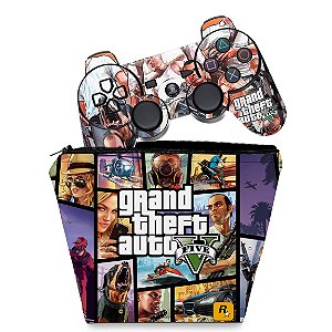 KIT Capa Case e Skin PS3 Controle - Gta V 5