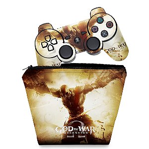 KIT Capa Case e Skin PS3 Controle - God Of War 4