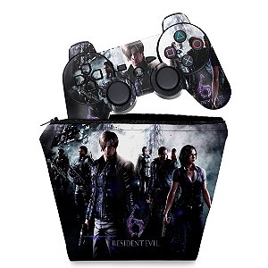 KIT Capa Case e Skin PS3 Controle - Resident Evil 6