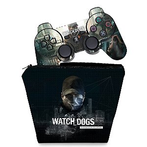 KIT Capa Case e Skin PS3 Controle - Watch Dogs