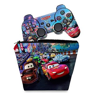 KIT Capa Case e Skin PS3 Controle - Carros 2 Cars