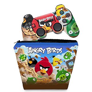 KIT Capa Case e Skin PS3 Controle - Angry Birds