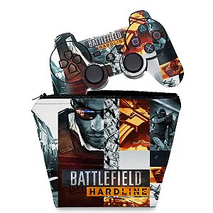 KIT Capa Case e Skin PS3 Controle - Battlefield Hardline