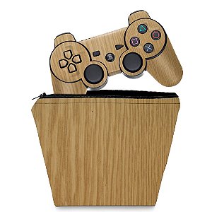 KIT Capa Case e Skin PS3 Controle - Madeira #2