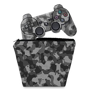 KIT Capa Case e Skin PS3 Controle - Camuflado