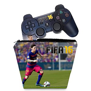 KIT Capa Case e Skin PS3 Controle - Fifa 16