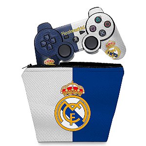 KIT Capa Case e Skin PS3 Controle - Real Madrid