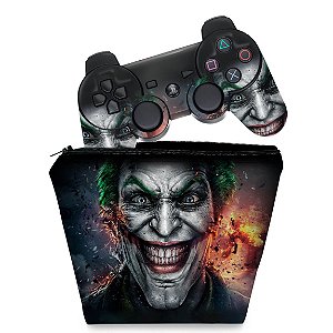 KIT Capa Case e Skin PS3 Controle - Coringa Joker