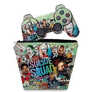 KIT Capa Case e Skin PS3 Controle - Esquadrão Suicida