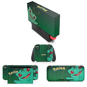 KIT Nintendo Switch Skin e Capa Anti Poeira - Pokémon Bulbasaur