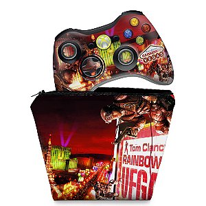 KIT Capa Case e Skin Xbox 360 Controle - Rainbow Six Vegas