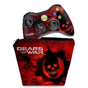 KIT Capa Case e Skin Xbox 360 Controle - Gears Of War 3