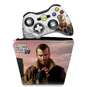 KIT Capa Case e Skin Xbox 360 Controle - Gta Iv