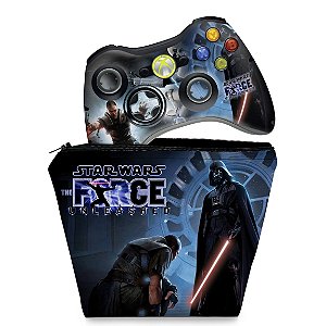 KIT Capa Case e Skin Xbox 360 Controle - Star Wars The Force