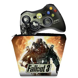 KIT Capa Case e Skin Xbox 360 Controle - Fallout 3