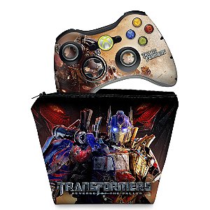 KIT Capa Case e Skin Xbox 360 Controle - Transformers Revenge