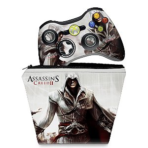 KIT Capa Case e Skin Xbox 360 Controle - Assassins Creed 2